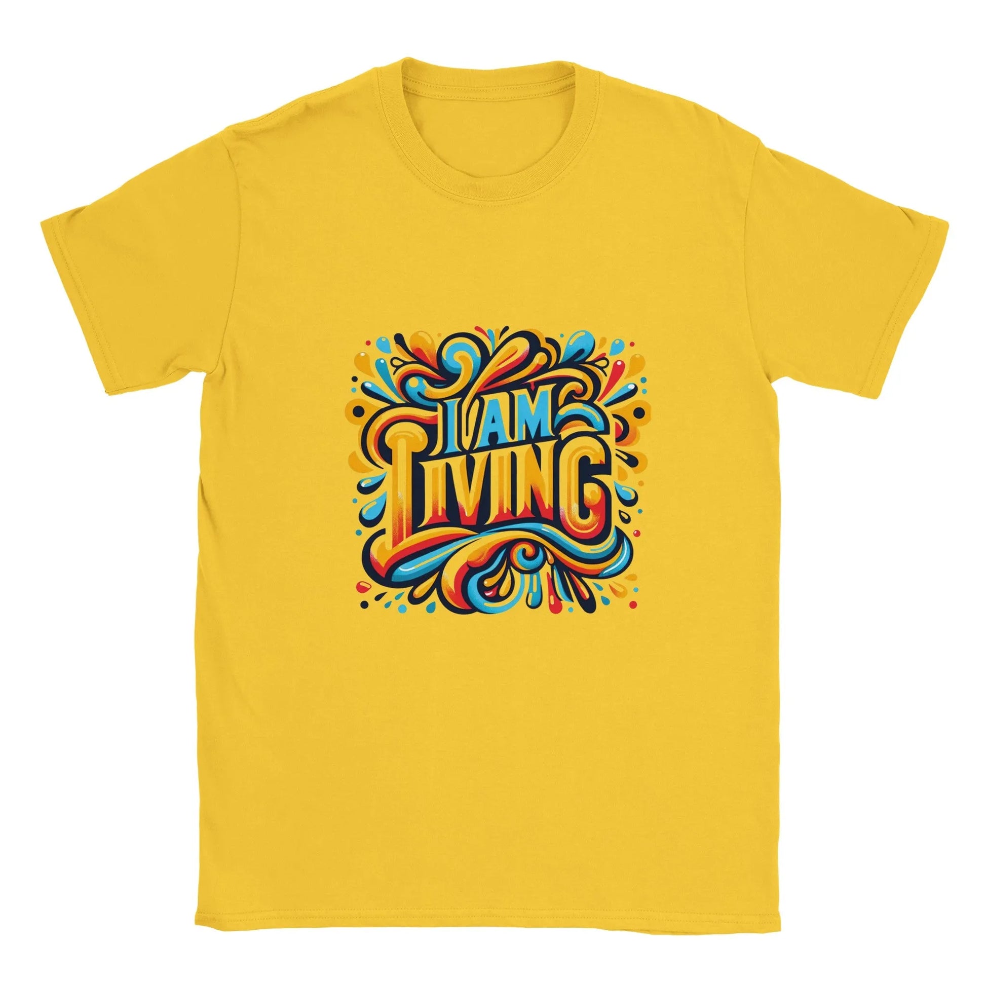 Classic Crewneck "I Am Living" T-Shirt - 100% soft, breathable cotton - BeinCart